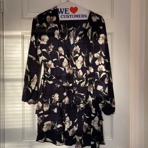 Floral Long Sleeve V Neck Dress